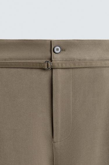 PANTALON BALLOON FIT À PLIS AVEC CEINTURE - Marron / Taupe de Zara - Image 9