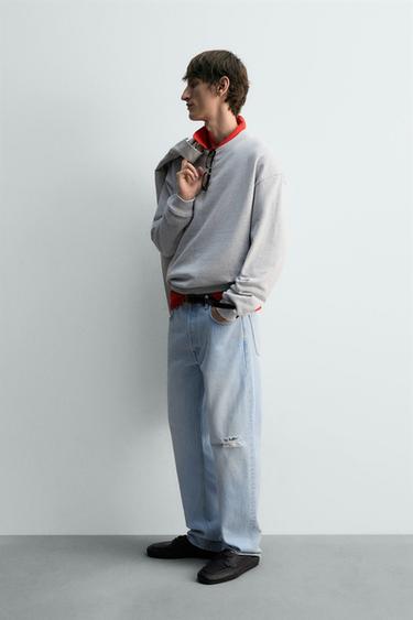 REGULAR FIT CREWNECK SWEATSHIRT - Grey marl by Zara - Image 3