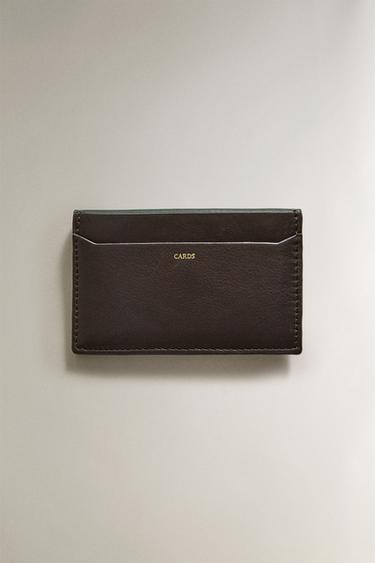 LEATHER WALLET - Brown / Green by Zara - Image 1