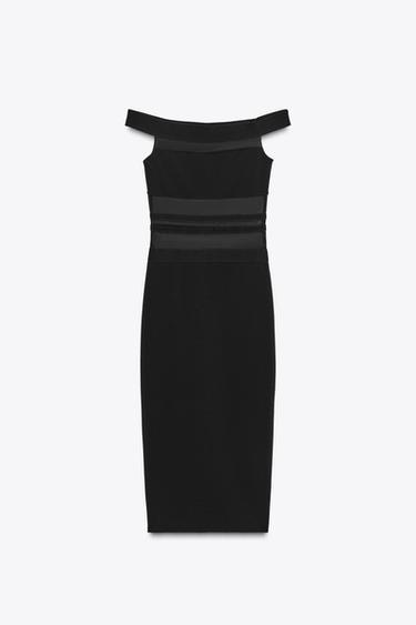 VESTIDO STRETCH COMBINADO - Negro de Zara
