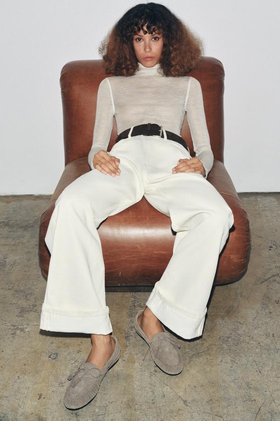 SPLIT LEATHER TASSEL LOAFERS