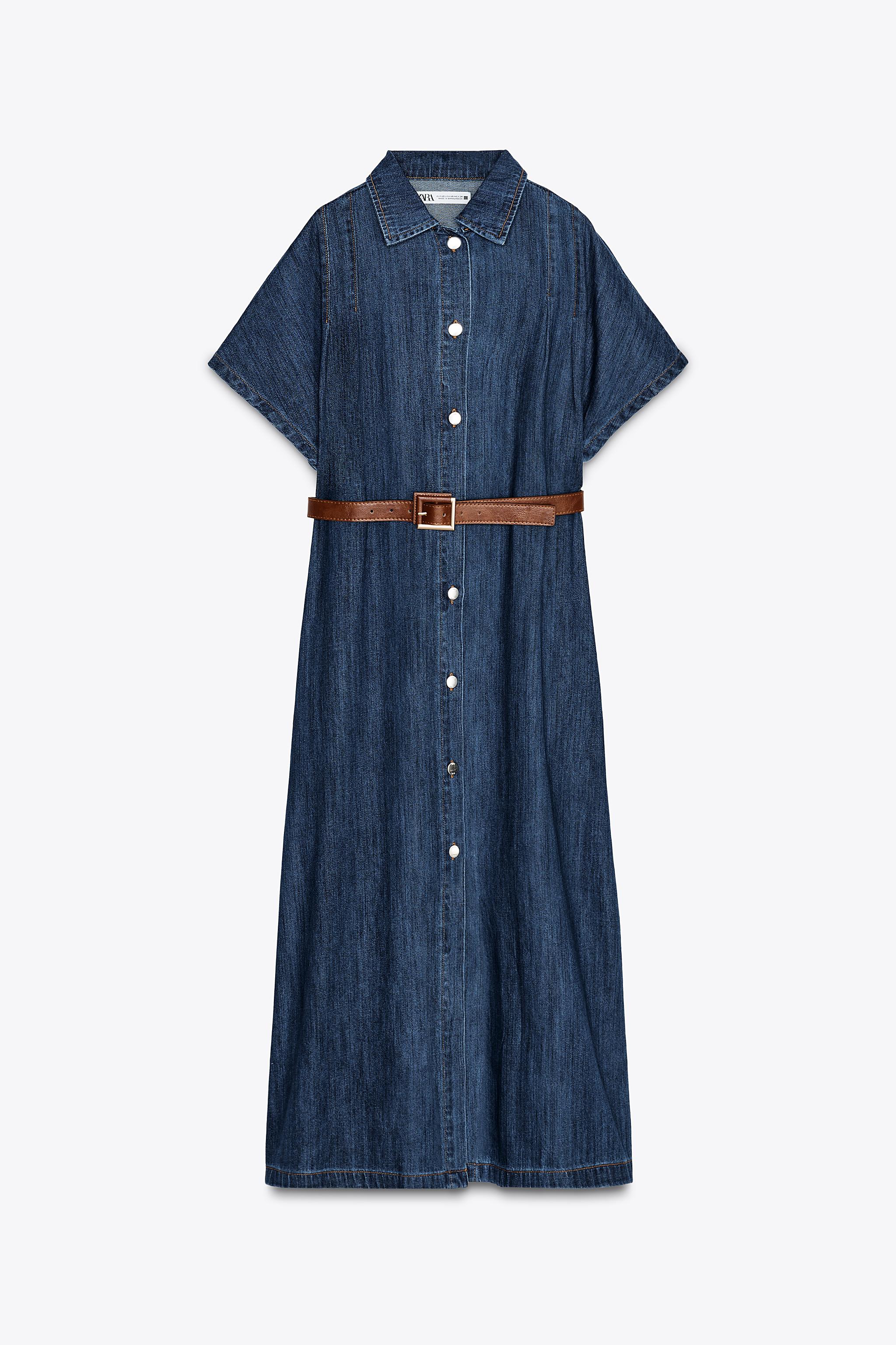 Z1975 ベルト デニム ミディ ワンピース - ブルー | ZARA Japan