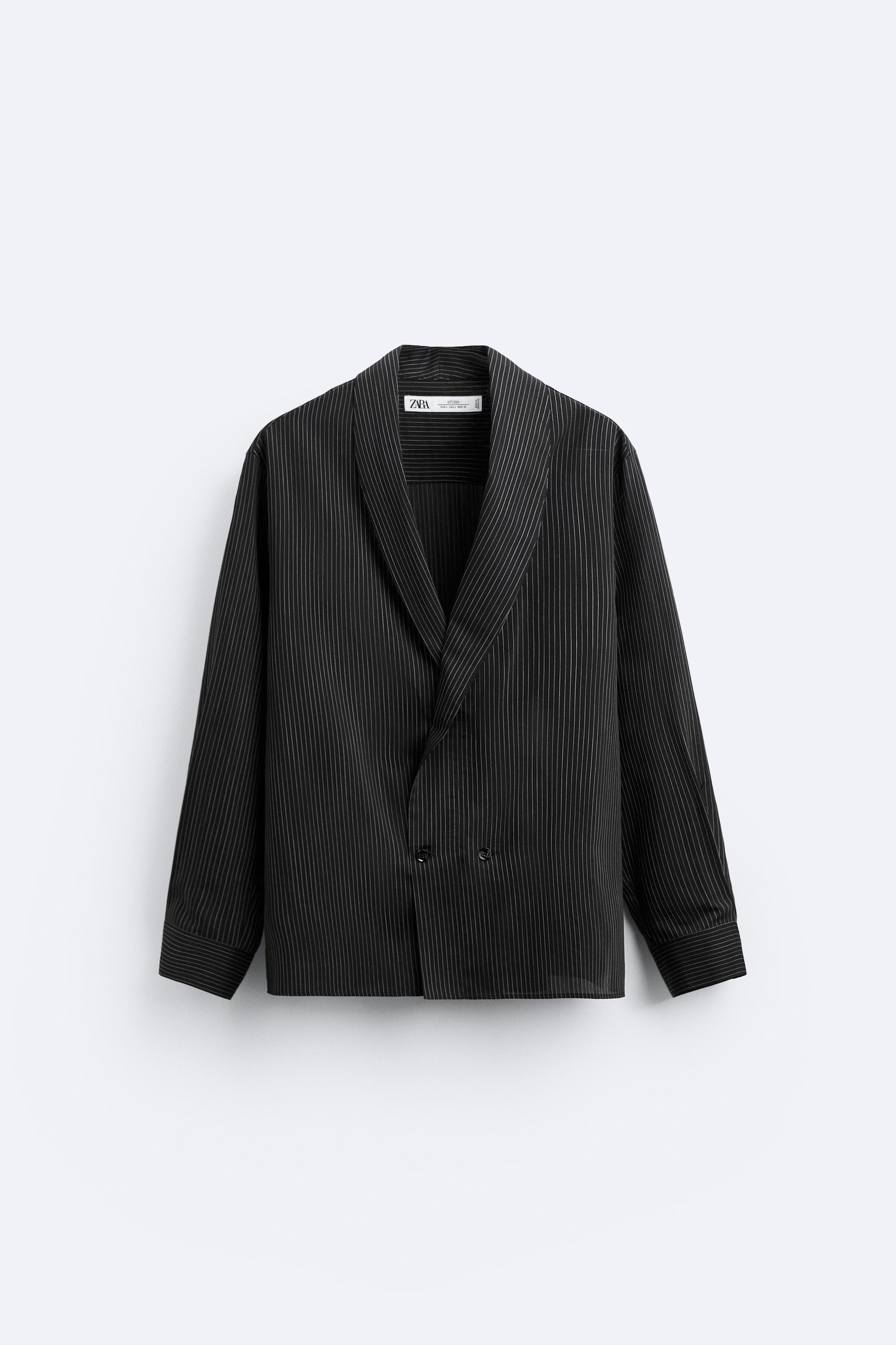 STRIPED SHAWL COLLAR SHIRT LIMITED EDITION Black ZARA United