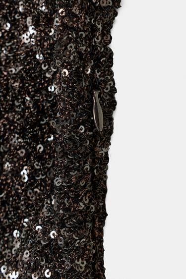 ROBE À PAILLETTES ET ÉPAULETTES ZW COLLECTION - Marron de Zara - Image 7