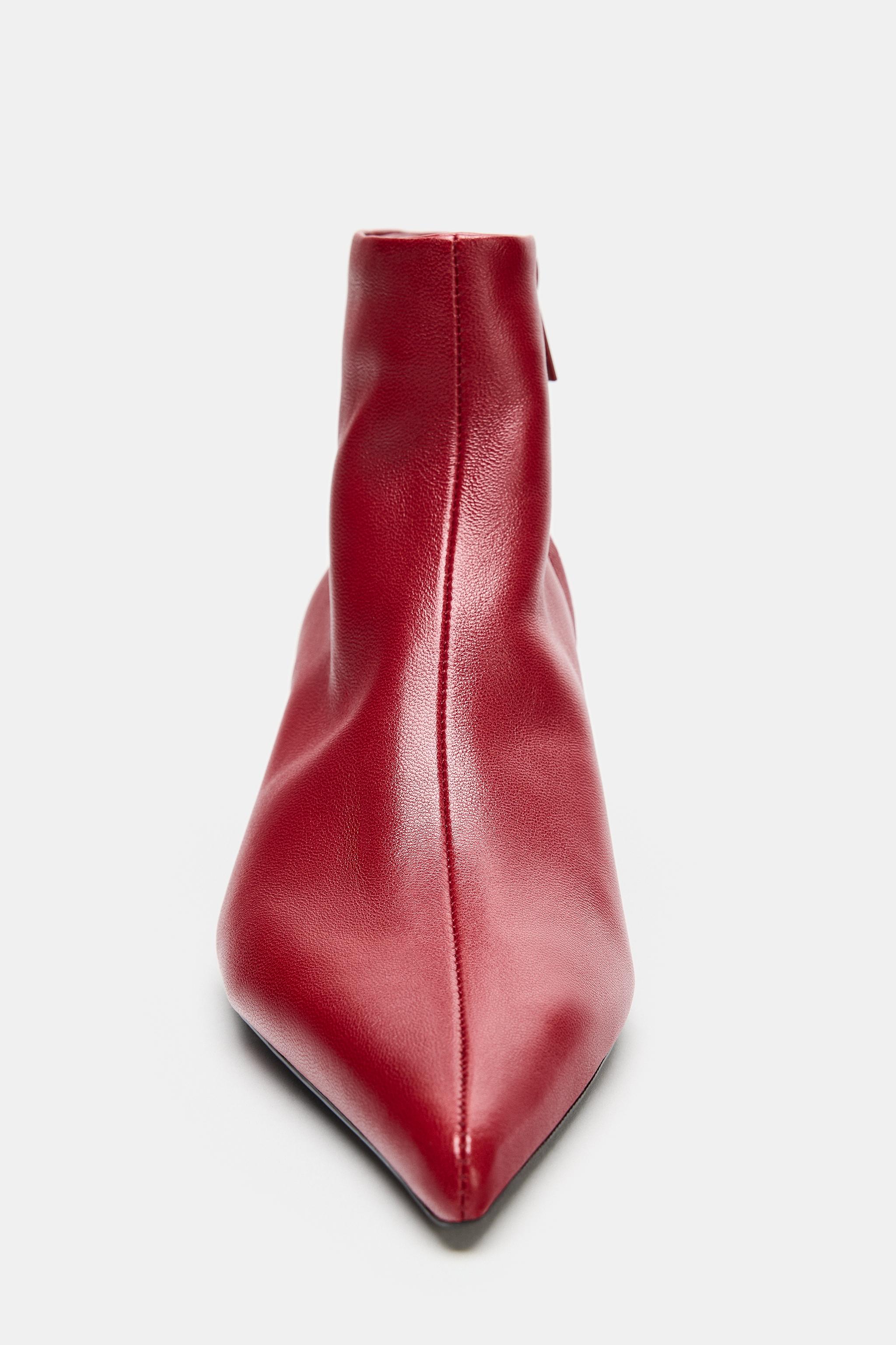 Женские ботинки Zara SOFT LEATHER KITTEN HEEL ANKLE BOOTS — фото 4