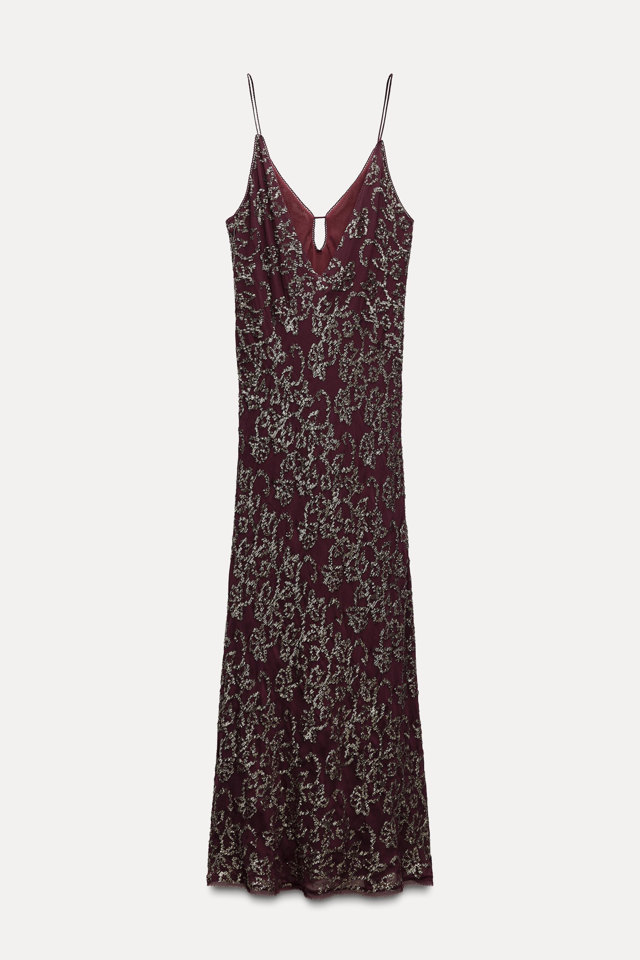 SEQUIN SLIP DRESS ZW COLLECTION - Maroon | ZARA United States SEQUIN SLIP DRESS ZW COLLECTION - Maroon | ZARA United States
