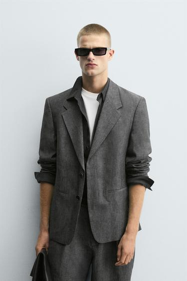 BLAZER TRAJE 100% LINO - Gris vigoré de Zara