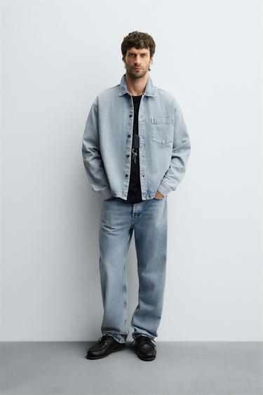 BOXY FIT DENIM SHIRT - Faded blue by Zara