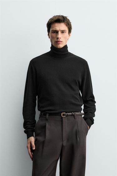 100% CASHMERE TURTLENECK JUMPER - Black by Zara