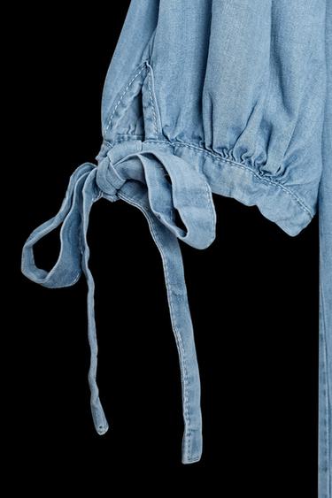 KURZARMHEMD MIT SCHLEIFEN - Hellblau von Zara