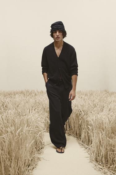 COTTON/LINEN CARDIGAN LIMITED EDITION - Navy blue by Zara