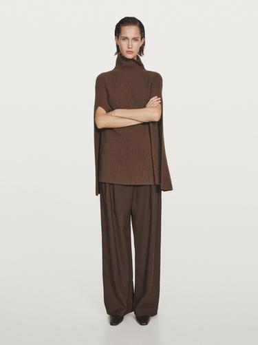 100% wool knitted coat - Noir or de Zara