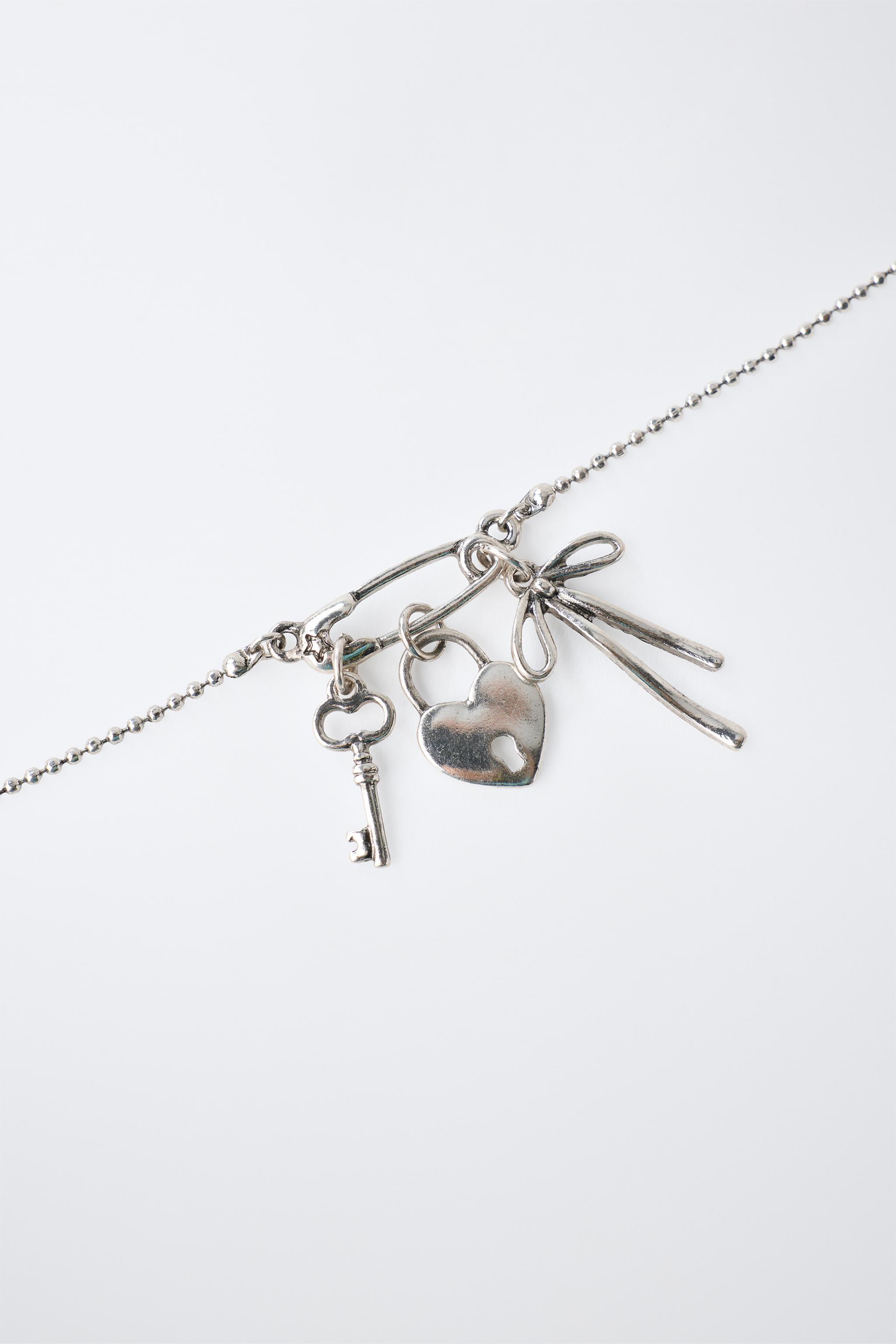 Детские аксессуары Zara KEY, BOW, AND PADLOCK CHARM NECKLACE — фото 3