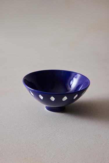 CERAMIC BOWL WITH ARGYLE DETAIL X FANGLU LIN - Blue by Zara - Image 0