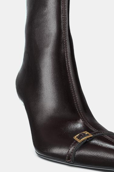 BOTTINES À TALONS FINS AVEC BOUCLE - Marron de Zara - Image 7