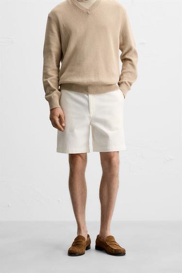 BERMUDA STRUCTURÉ CANVAS - Blanc cassé de Zara - Image 1