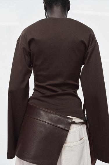 100% LEATHER SKIRT BELT - Brown by Zara - Image 2