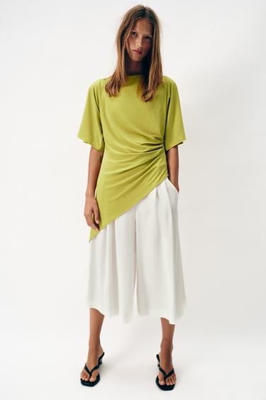 ASYMMETRIC DRAPED TOP - Lime by Zara