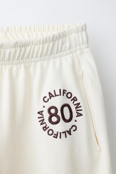 PANTALON EN MOLLETON BALLOON À INSCRIPTION - Écru de Zara - Image 2