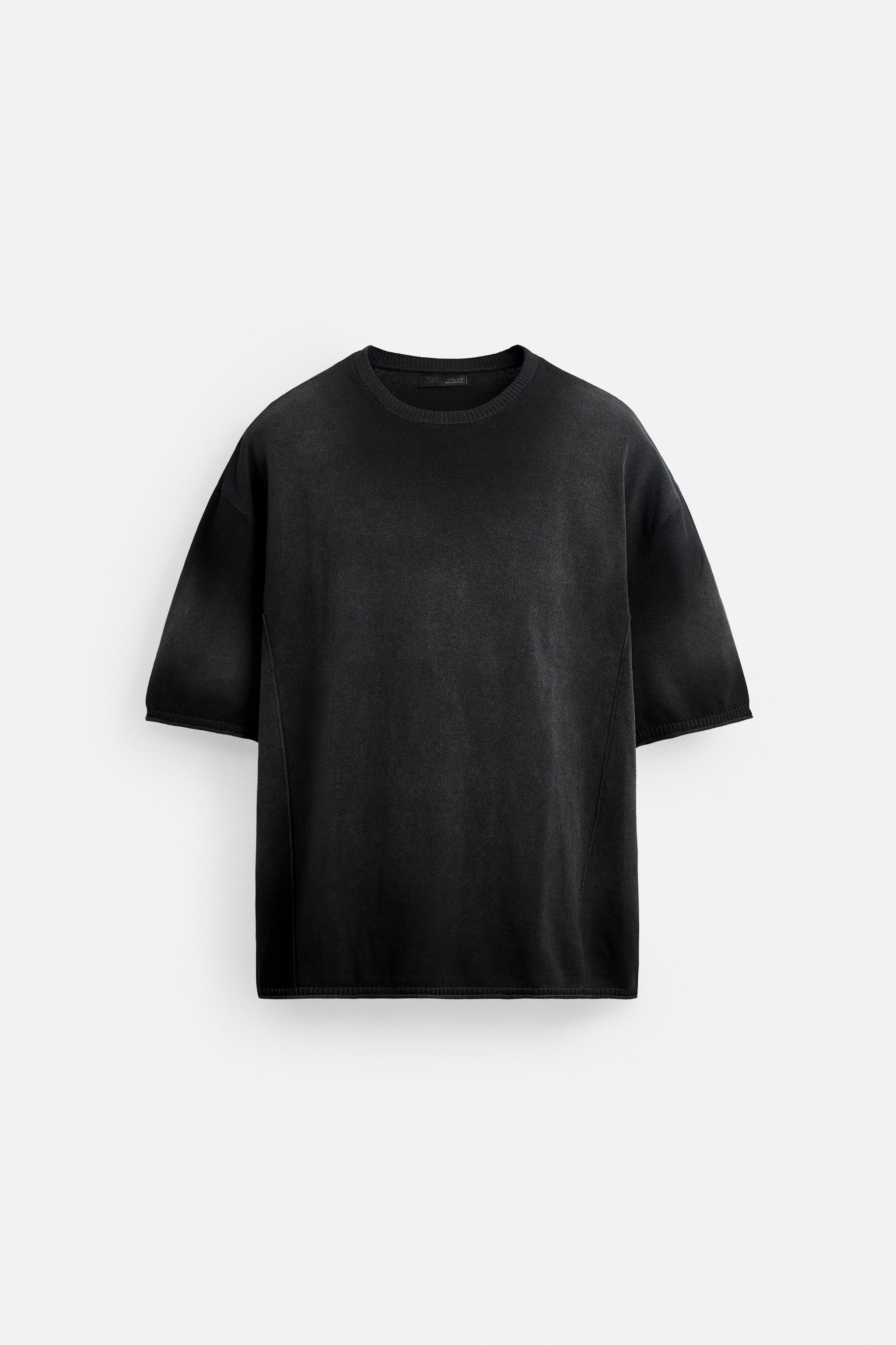 SPRAY PRINT KNIT T-SHIRT - Black | ZARA United States