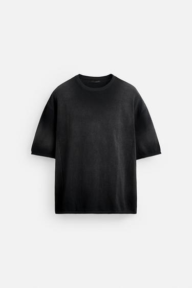 SPRAY PRINT KNIT T-SHIRT - Black by Zara