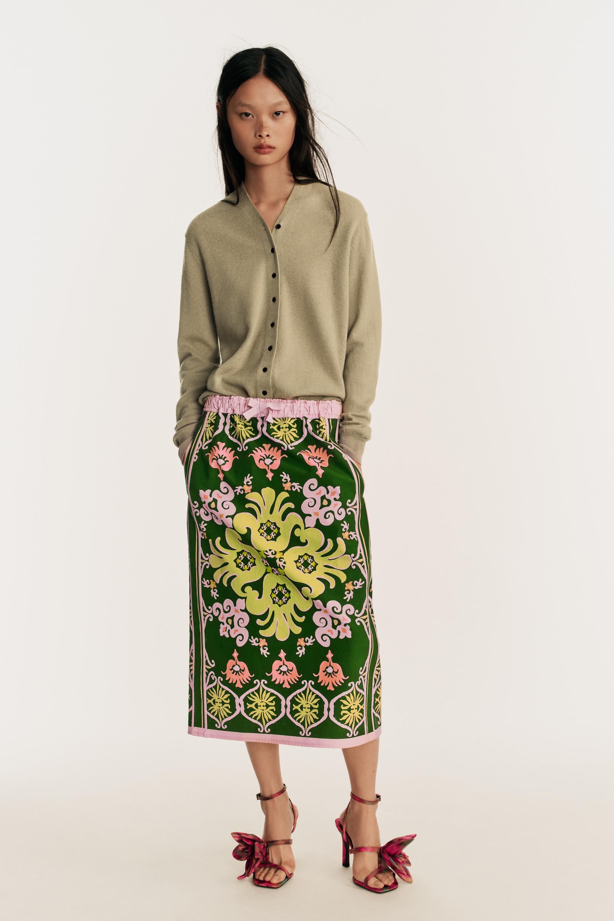 Женские юбки Zara LIMITED EDITION PRINTED MIDI SKIRT