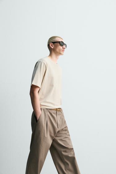 PANTALON CHINO À PLIS - Sable de Zara - Image 5