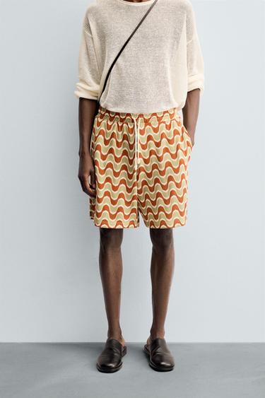 BERMUDA JACQUARD GEOMÉTRICO - naranja-verde de Zara
