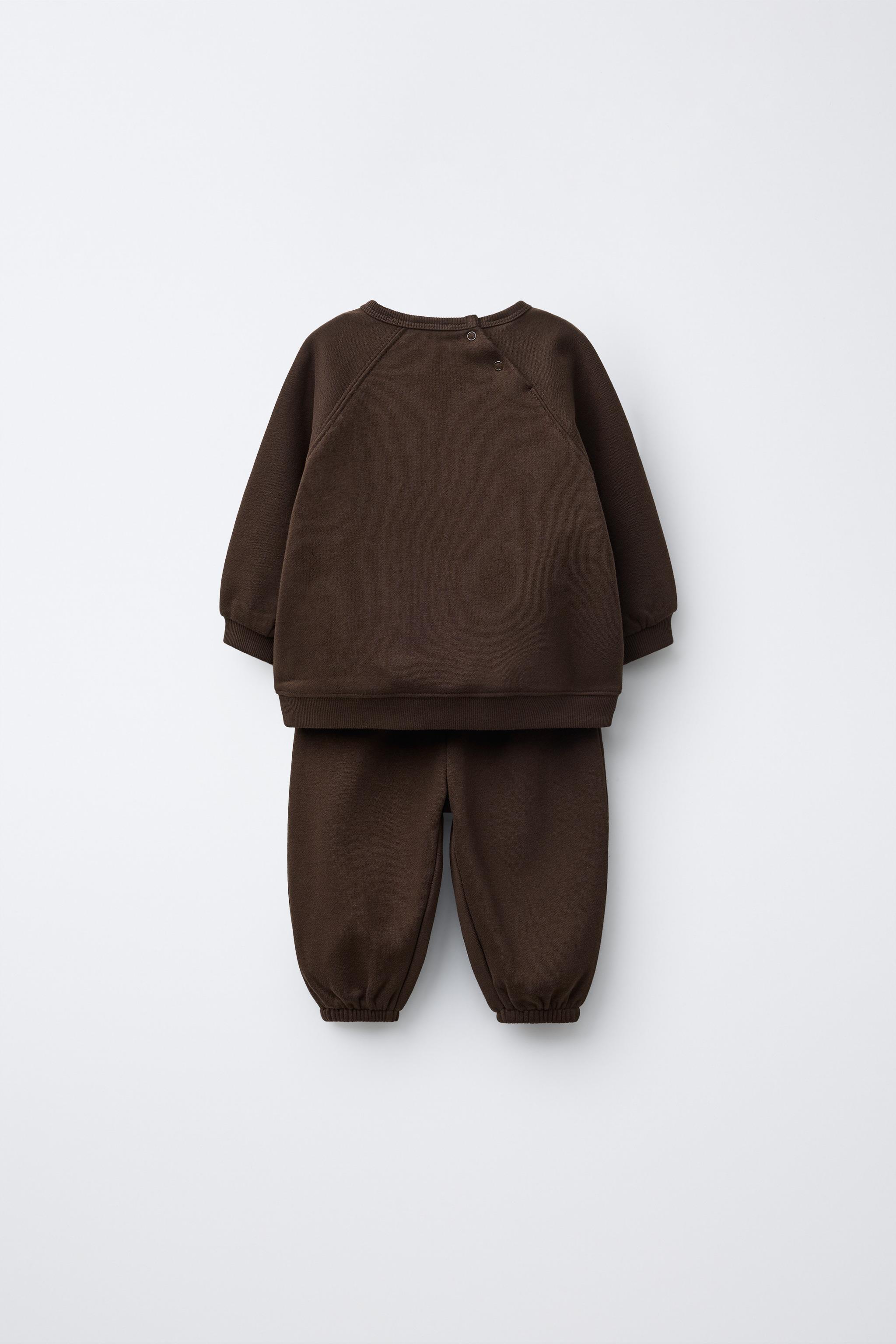 EMBROIDERED BEAR SWEATSHIRT AND JOGGER PANTS SET