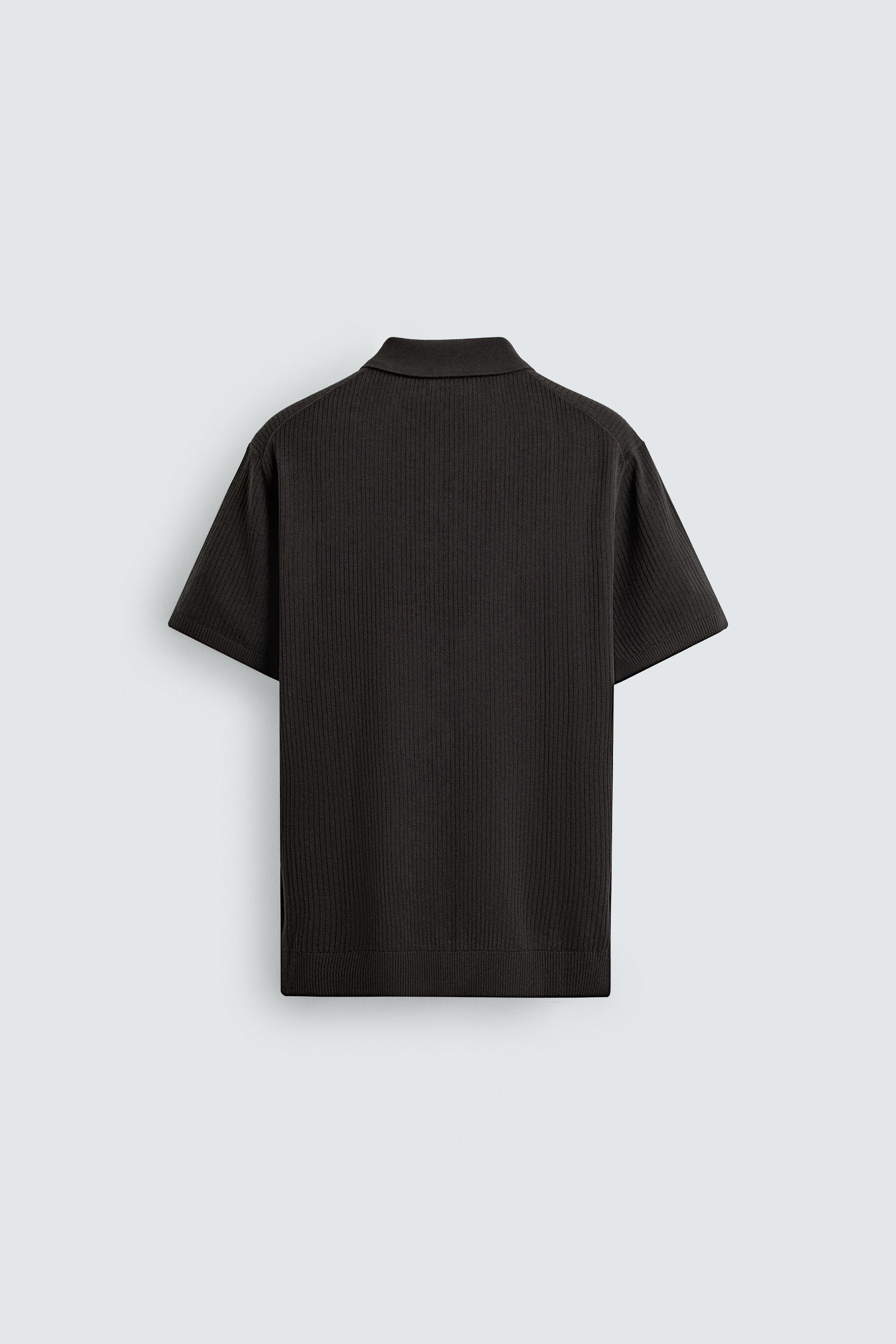RIBBED KNIT POLO SHIRT
