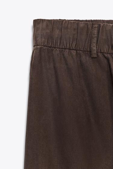 FLOWING CROP TROUSERS - Brown by Zara - Image 7