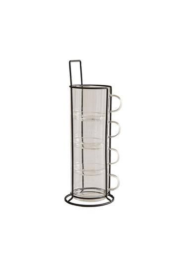 BOROSILICATE GLASS CUP TOWER (SET OF 4) - Transparent by Zara
