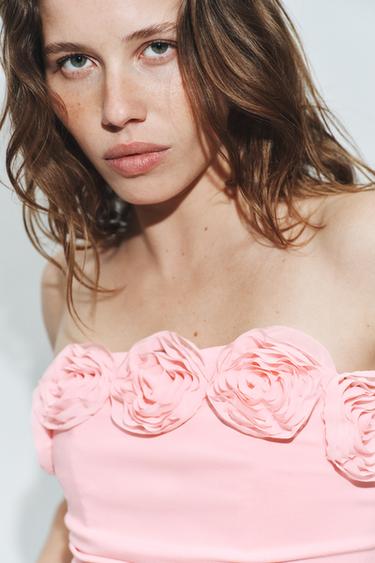 CORSETRY-INSPIRED FLORAL TOP - Pastel pink by Zara - Image 1