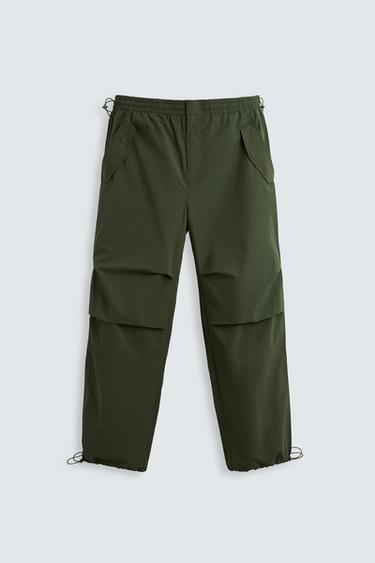 TECHNICAL PARACHUTE TROUSERS - Khaki by Zara
