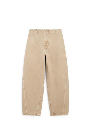 Zara Barrel fit jeans with waist detail - LIMITED EDITION - Stone