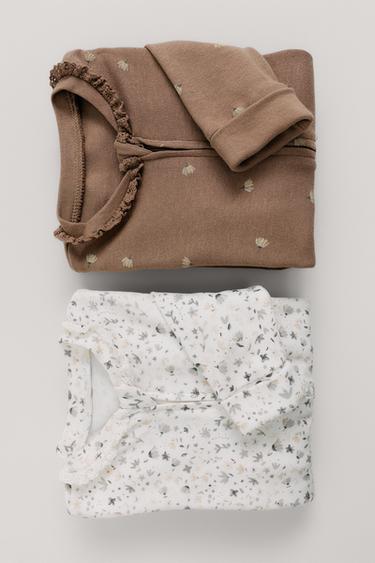 2-PACK OF CONVERTIBLE FOOTED FLORAL SLEEPSUITS - camel by Zara