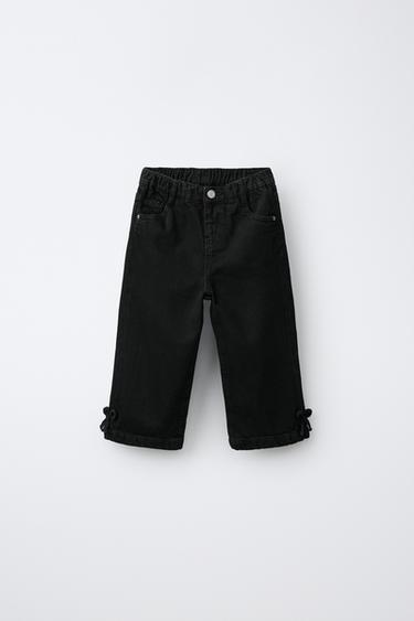 CULOTTE JEANS WITH BOW DETAIL — Black 1