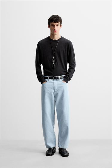 TAPERED WIDE-LEG JEANS - Light blue by Zara