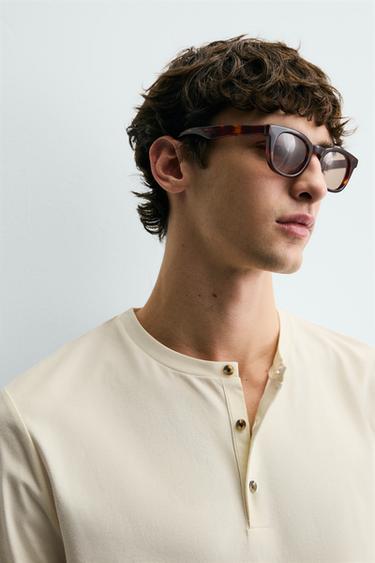 SOFT HENLEY NECK T-SHIRT - Oyster-white by Zara