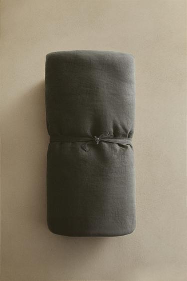 WASHED LINEN TOPPER - Dark grey by Zara