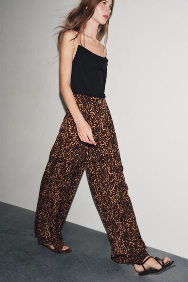 PANTALONI PALAZZO CON STAMPA ANIMALIER - Leopardato di Zara