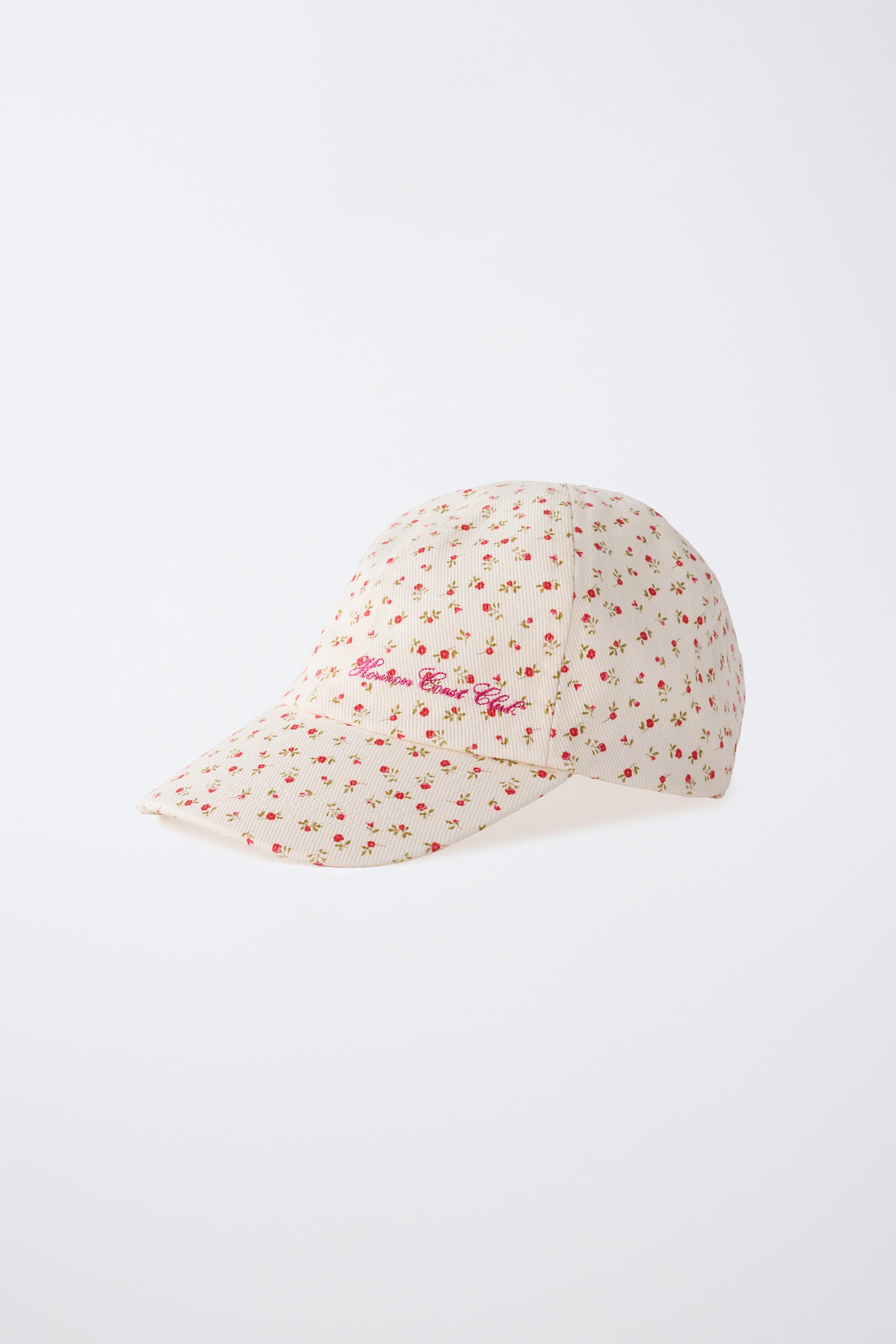 EMBROIDERED TEXT FLORAL CAP — White