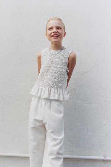 TOP WITH ELASTIC AND TIE DETAILS - White by Zara