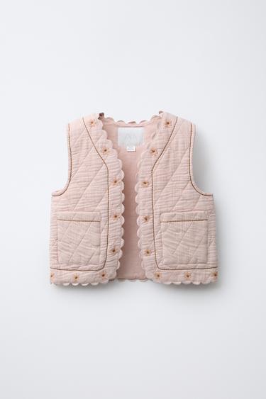 WAISTCOAT WITH EMBROIDERED FLORAL TEXTURE - Pale pink by Zara - Image 0