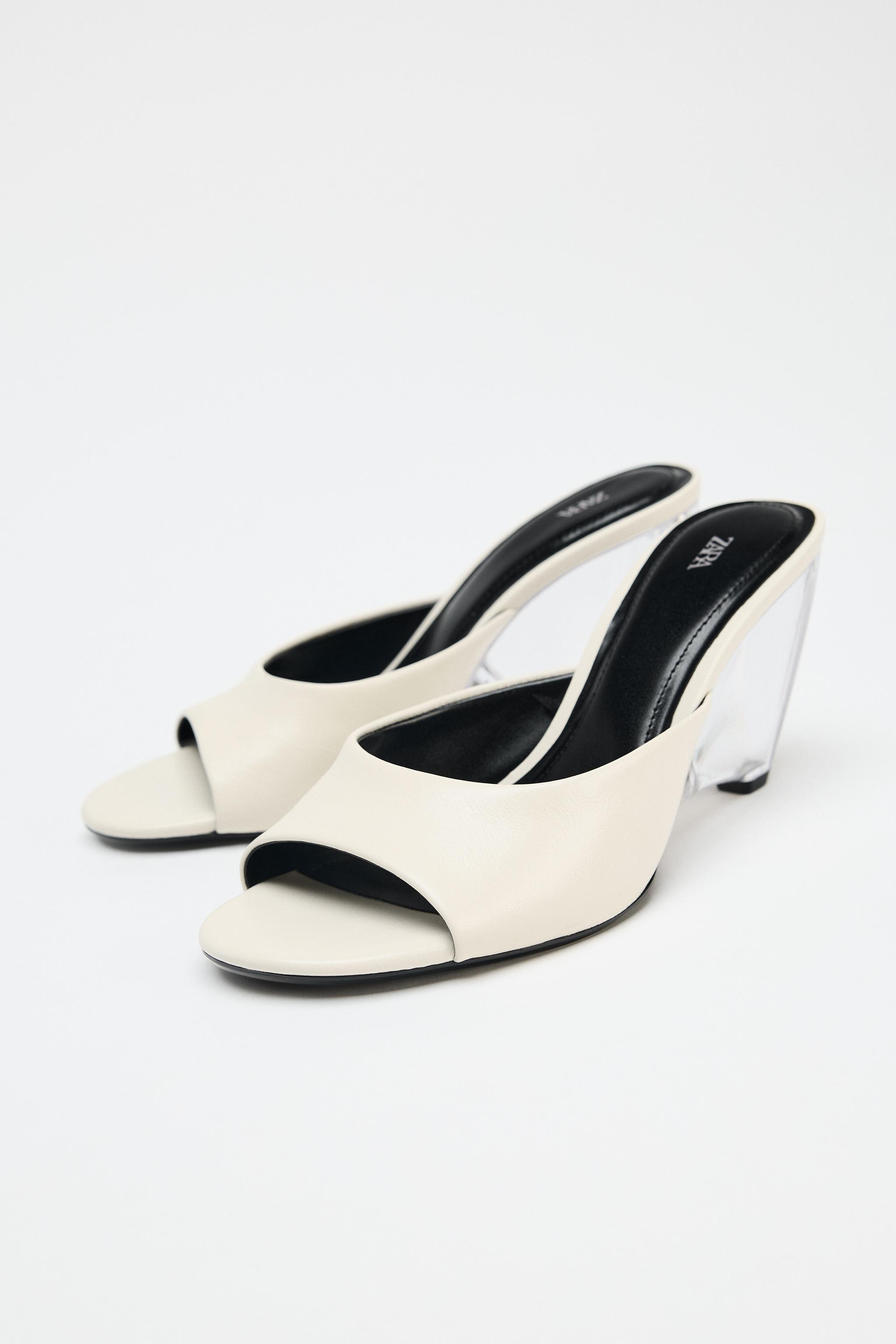 ZARA クリアウェッジレザーミュール 1312/610 ZARA】クリアウェッジレザーミュール エクリュ | 1312/610/002