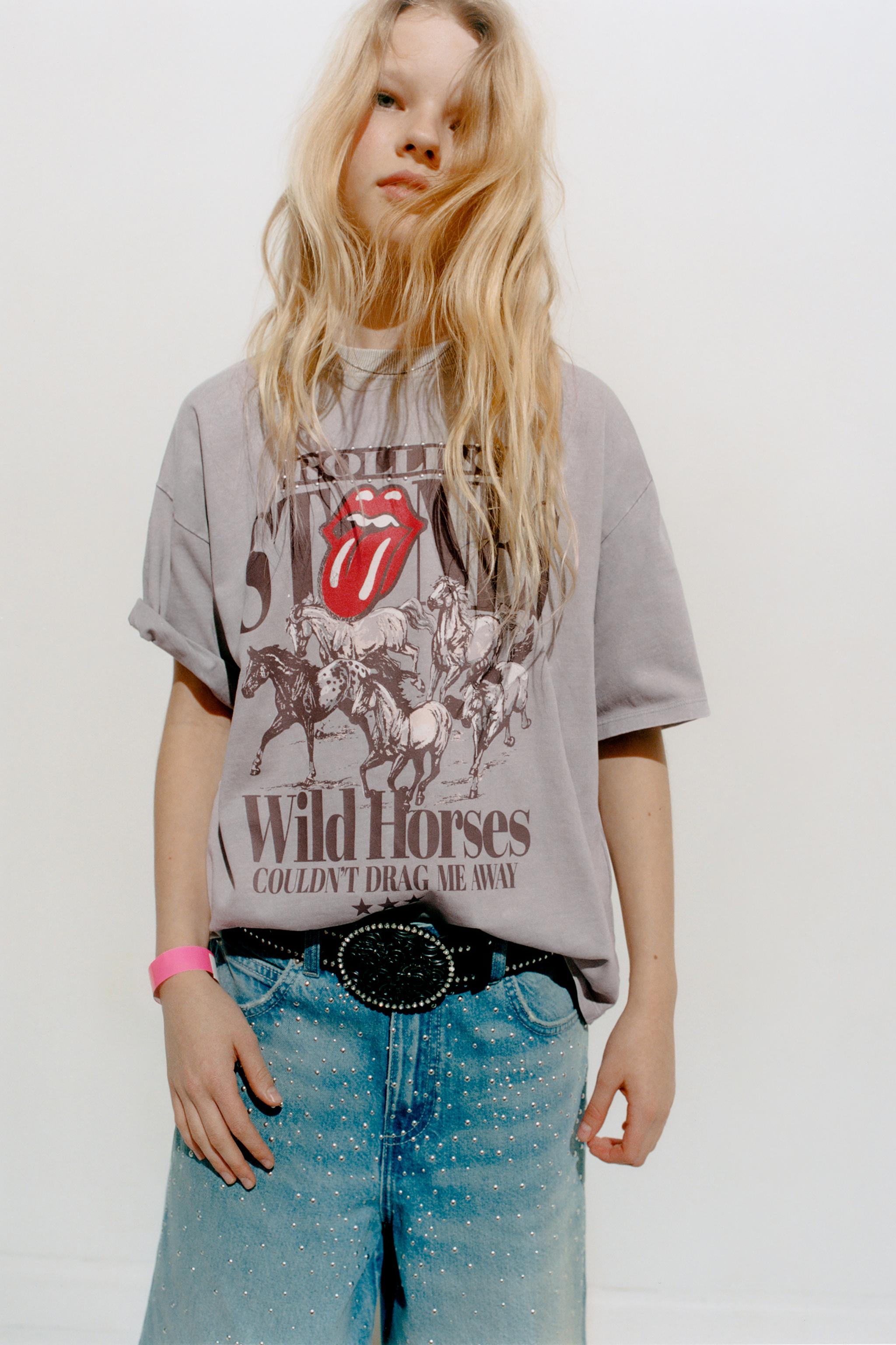 FADED EFFECT ROLLING STONE © T-SHIRT — Brown / Taupe