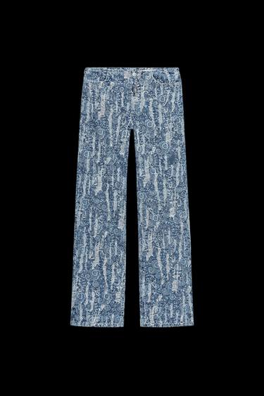 Zara Z1975 STRAIGHT MID-RISE WORN EFFECT JEANS - Light blue