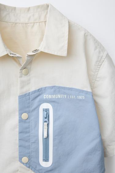 CHEMISE TECHNIQUE À POCHE EN CONTRASTE - Écru de Zara - Image 2