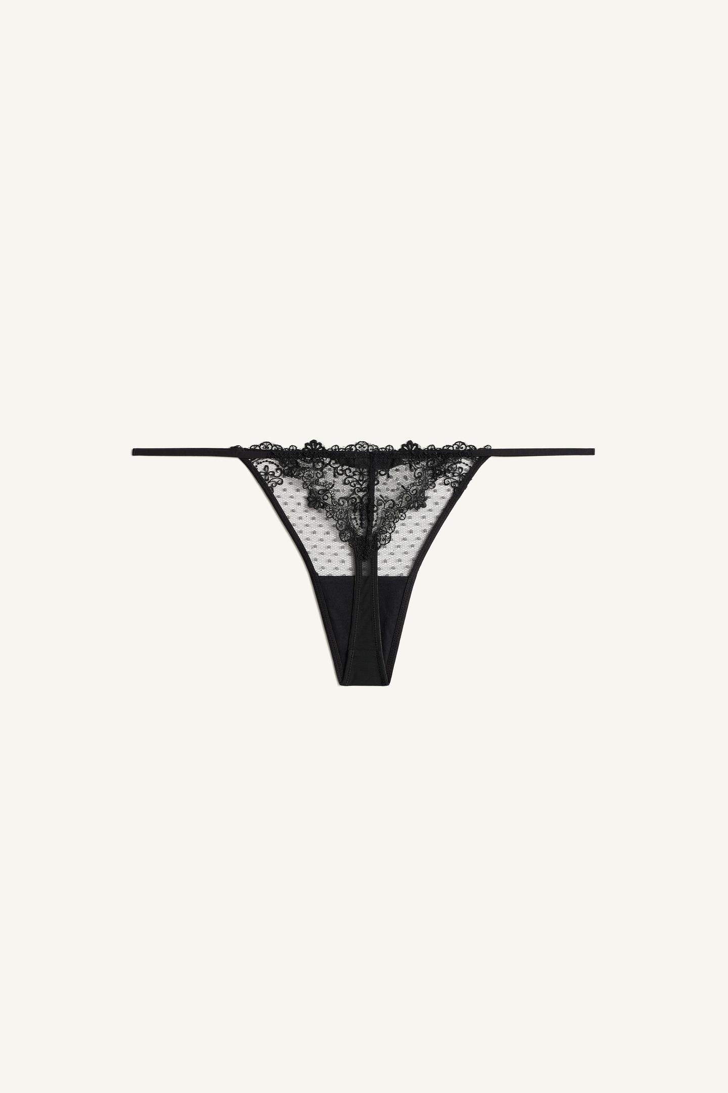 Трусы-стринги Limited Edition, кружево — Zara, цвет: Чёрный — фото 2