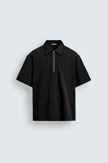 ÁO POLO KHÓA KÉO DÁNG RELAXED FIT - Màu đen từ Zara